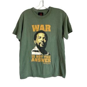 Zion Rootswear Womens War Is Not The Answer Marvin Gaye Green T-Shirt Small
